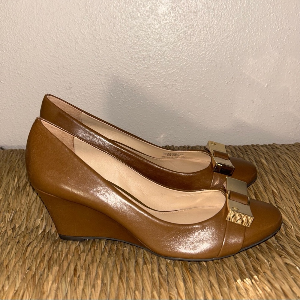ANTONIO MELANI Brown Heeled Boots with Gold Accents Nwob